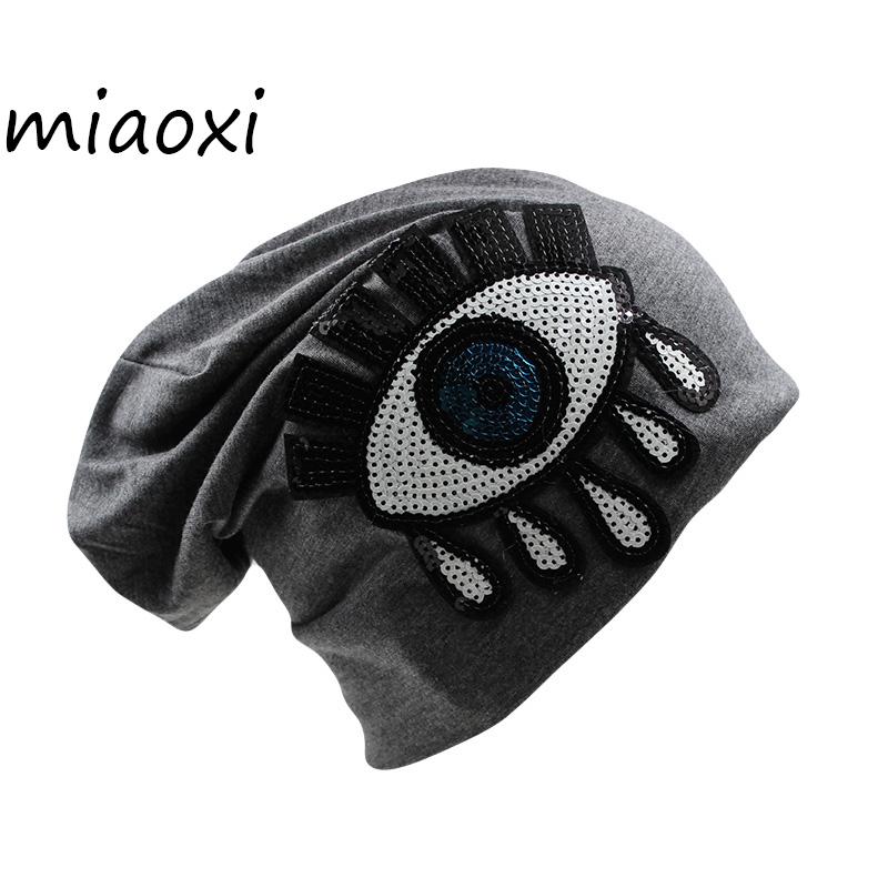 

miaoxi] High Quality Girls Autumn Cap Women Thin Eye Fashion Hats Caps Ladies 5 Colors Beanies Skullies Shop Fur Cotton Bonnet, White