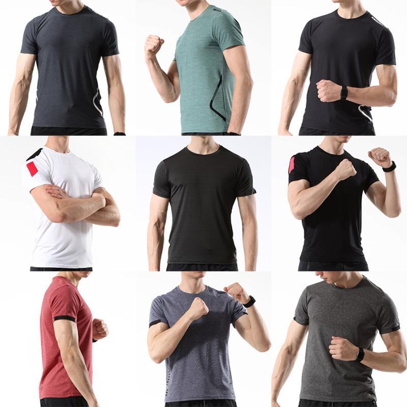 

2020 summer Sport T Shirt Gym Shirt Men Short Sleeve Running Men Workout Training Tees Fitness Top Sport T-shirt White, 23l