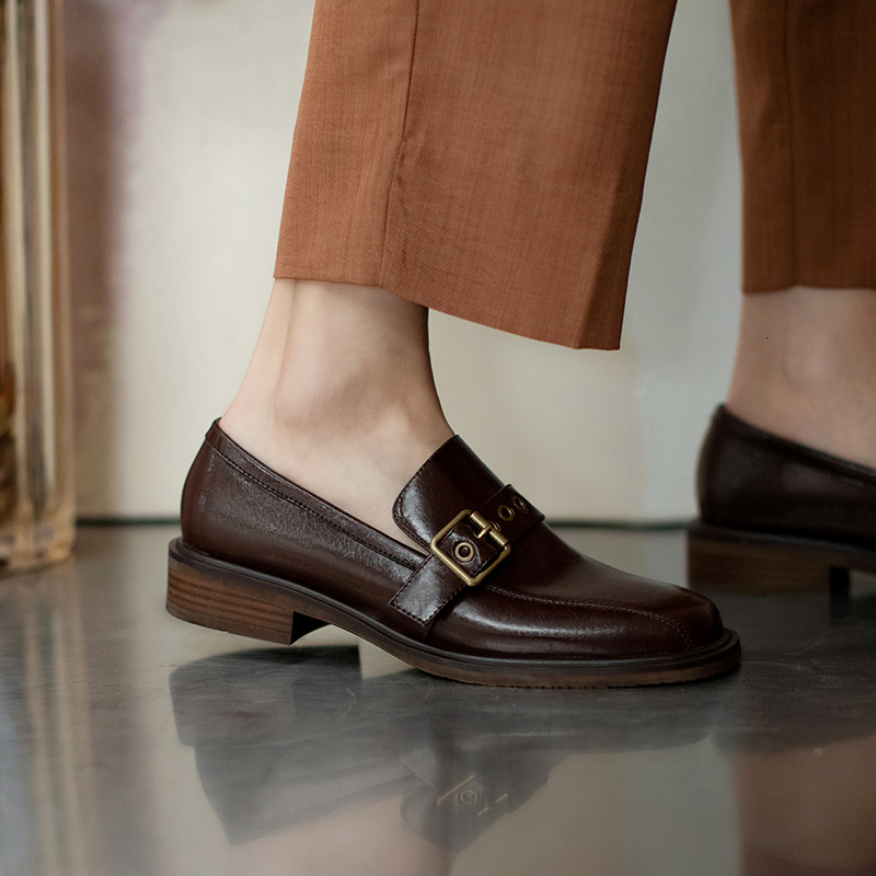 

2021 Hot Selling 22-25cm Long Pumps Female Toe Buckle Heels 2-color Women's Black Shoes 0K72, Brown.