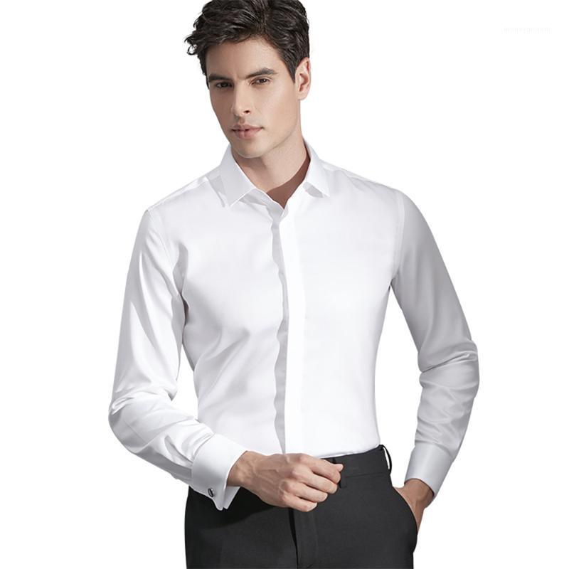 

Men New Fashion White Long Sleeve Dress T-shirt Formal Button Down Business Work Shirts Slim Fit For Prom Wedding (100%cotton)1, Burgundy