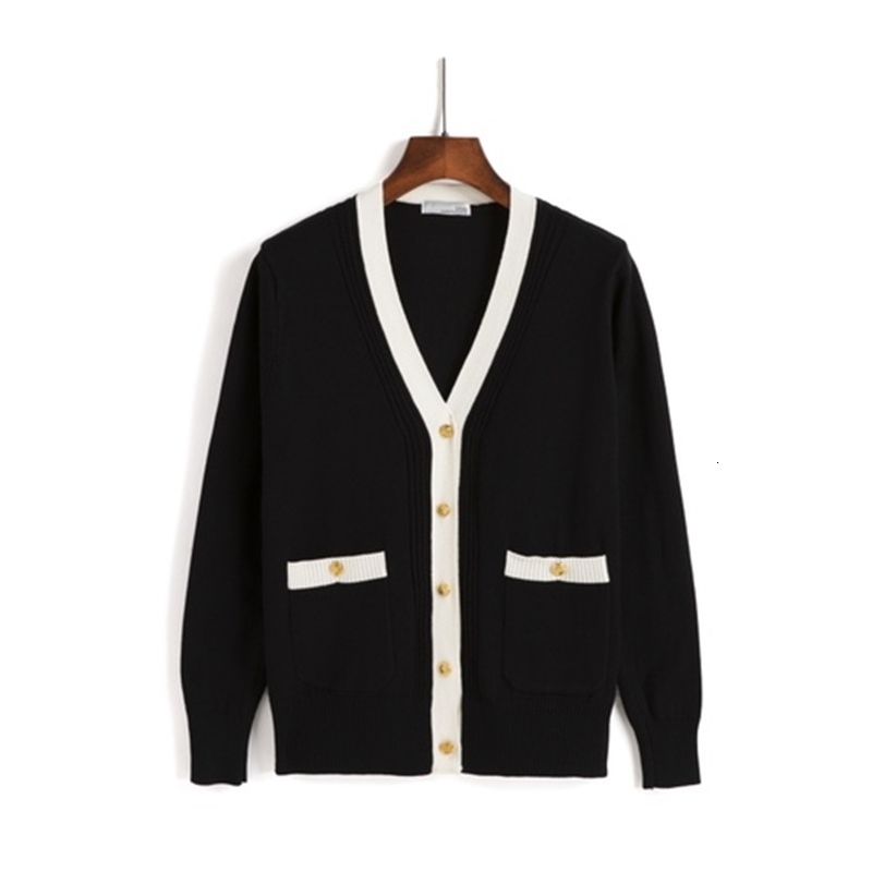 

2021 New Women Cardigans Sweater v Neck Solid Loose Knitwear Single Breasted Casual Knit Cardigan Outwear Winter Jacket Coat Ka28, Black