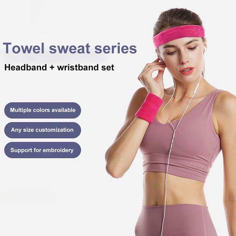 

Sport Fitness Towel Headband Breathable Sweat Absorbent Sweatband Headband Head Wrap Sportswear Set 1 2 Wristbands'1, 14