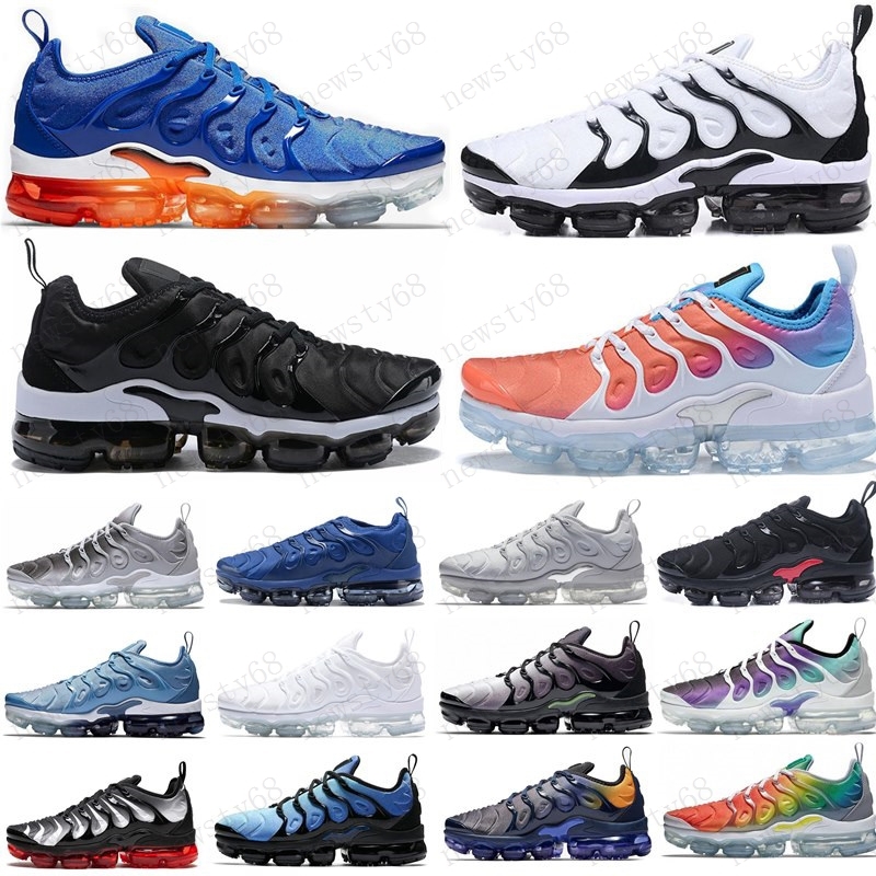 

2020 hot des chaussures tn plus running shoes Bumblebee zapatos Be Ture Hyper Blue Violet Sunset Game Royal mens women sports sneakers 36-45, Box