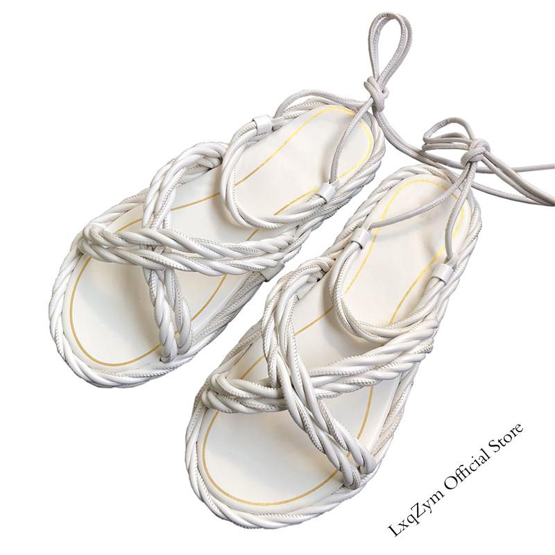 

New Women Crossover Gladiator Sandals Bandage Knot Leather Cross Strap Summer Shoes Dress Party Shoes, As show