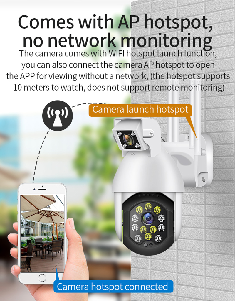 

1080P PTZ IPCamera Wifi Camera motion detecting 2MP CCTV Security Camera 4X Digital Zoom Onvif IR Dual-Lens Two-way Talk Audio