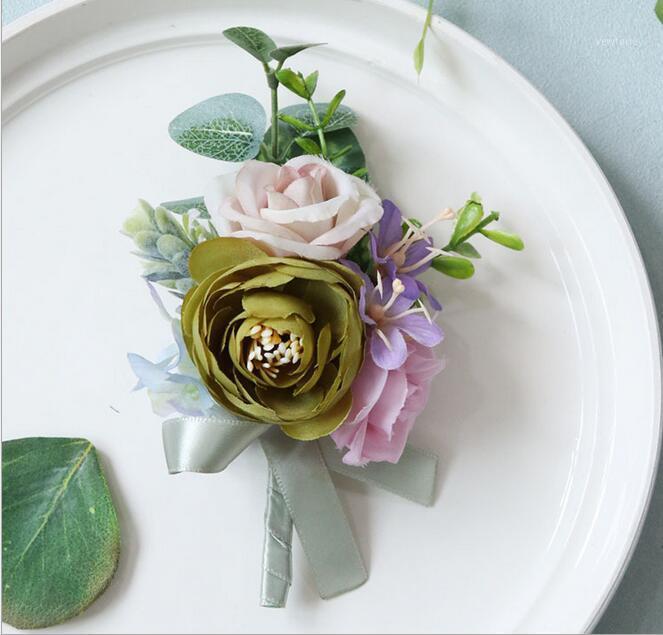 

10Pcs/Lot corsage flowers Free shipping bride groom bridesmaids corsage brooch hand wrist flower wedding photography props1, 5sets 10pcs