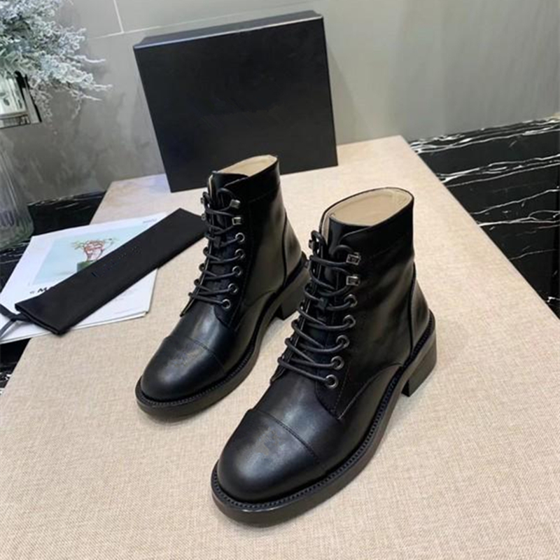 

Hot Sale-luxury design Thick With Autumn And Winter Round Head With Waterproof Platform Single Boots European And American Style Leather, Black