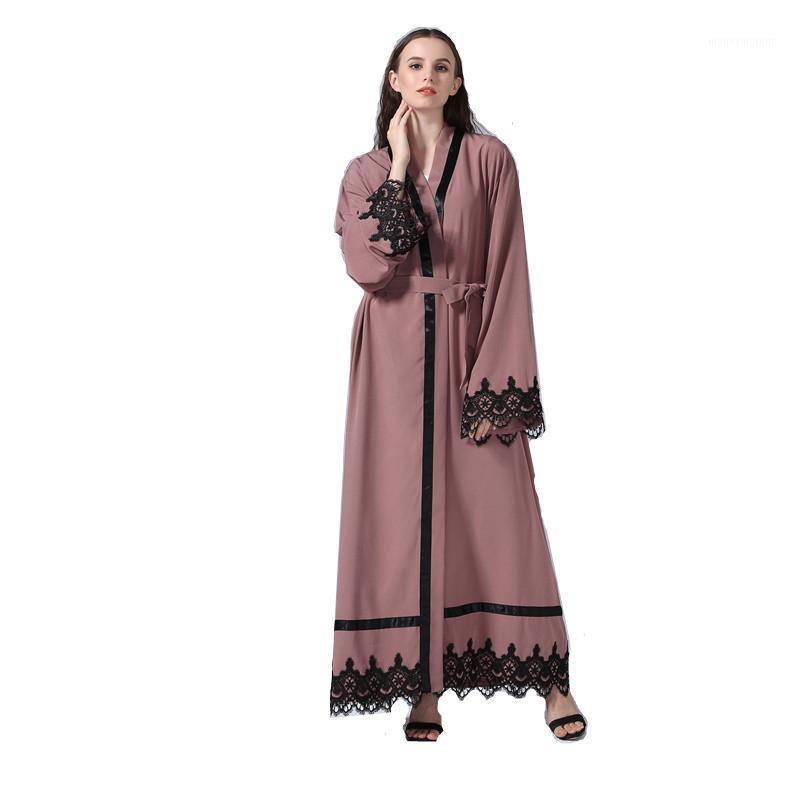 

Muslim fashion lace long dress muslim dubai robe kimono dress women caftan abayas for women MSL1981