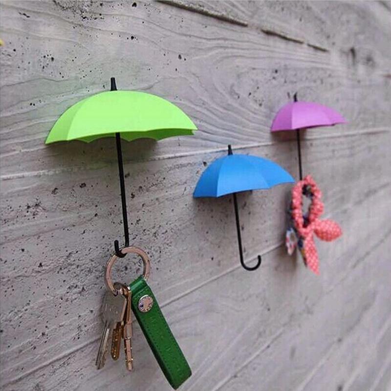 

1set Self adhesive mbrella shape wall mounted hook coat organizations Storage rack for key hanger towel Soap jewelry Holder