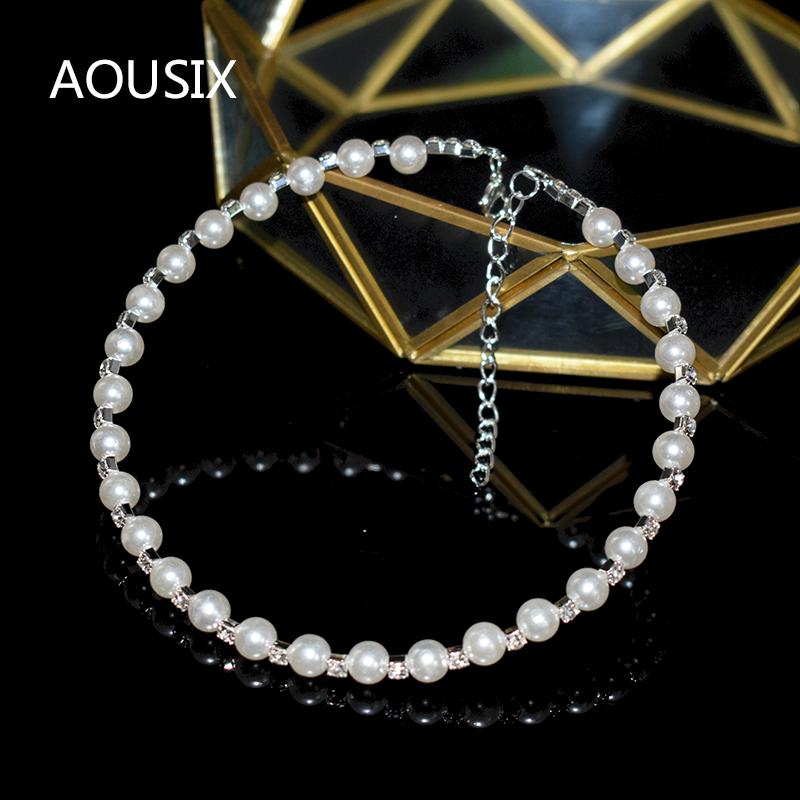 

Bangle Classic And Elegant Imitation Pearl Necklace Crystal Neck Chain Bridal Rhinestone Collar Ladies Party Jewelry