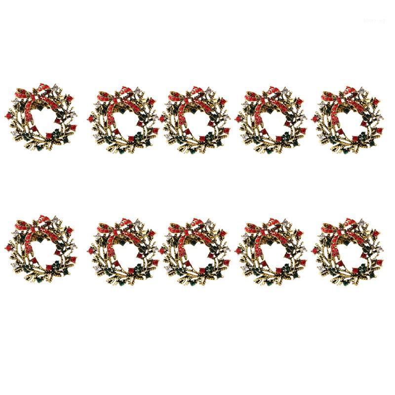 

10Pcs Christmas Wreath Napkin Ring Napkin Buckle Holder Ring Hotel Restaurant Wedding Table Decoration1