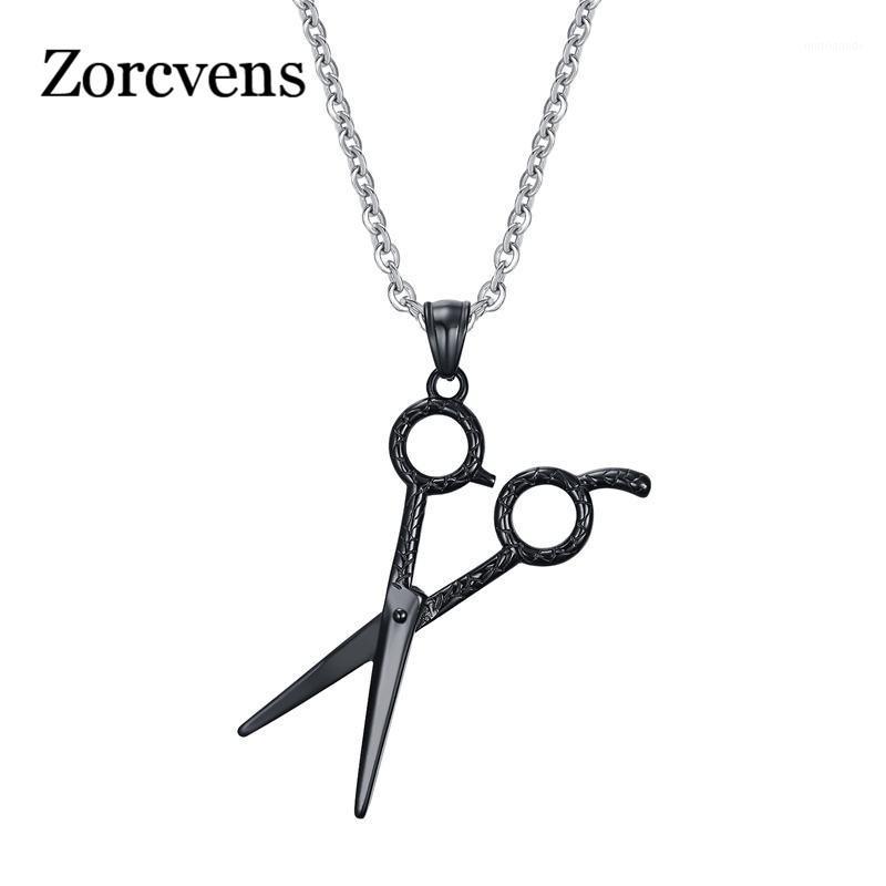 

Modyle New Fashion Black and Silver Color Cool Punk Scissors Pendant Necklace Stainless Steel Men's Necklace1