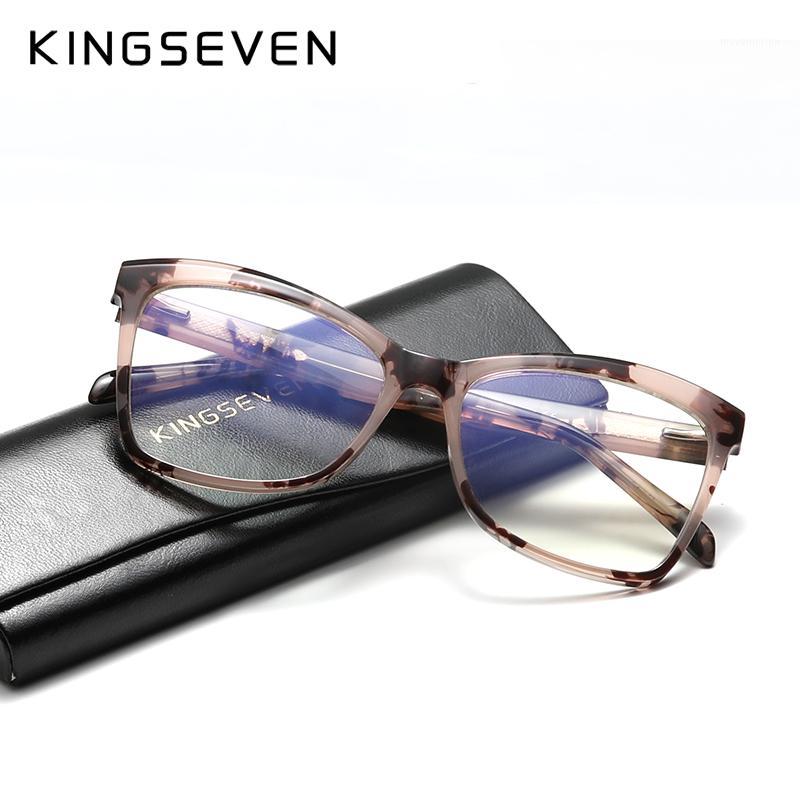 

KINGSEVEN 2021 New brand Retro Cat Eye Glasses Design Women Men Anti Blue Light Ray Blocking Eyeglasses Frames Clear Lens1