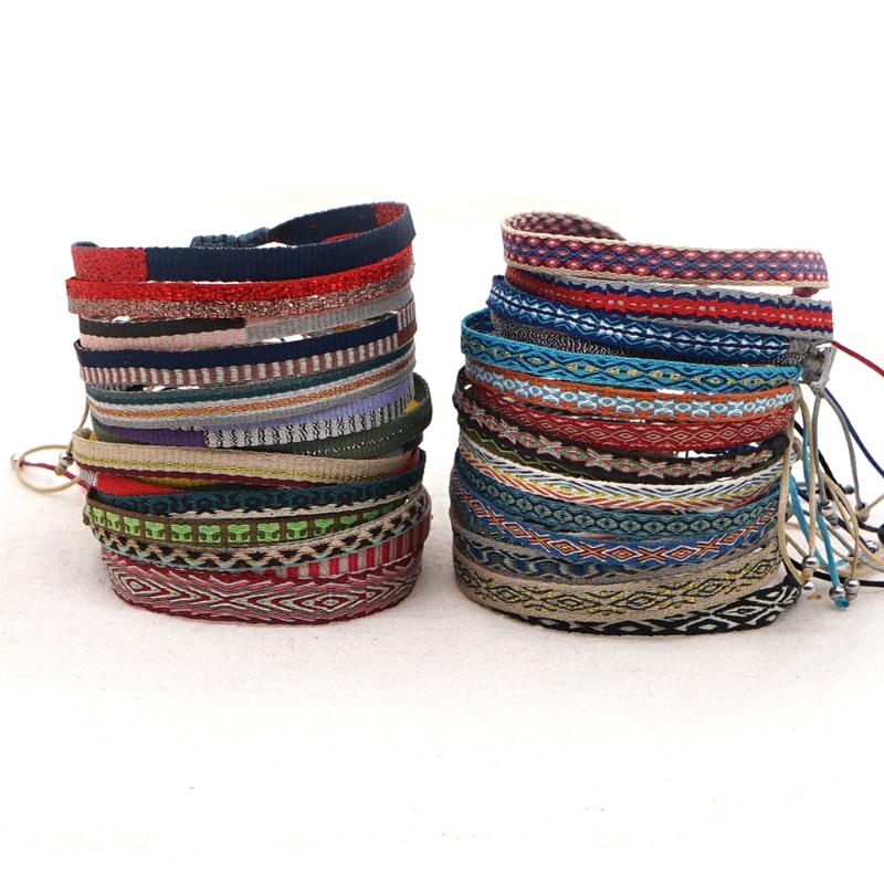 

Charm Bracelets Go2Boho Boho Jewelry Braided Bracelet For Women Hand Weave Bohemian Pattern Friends Vintage Textile Pulseras Mujer, Golden;silver