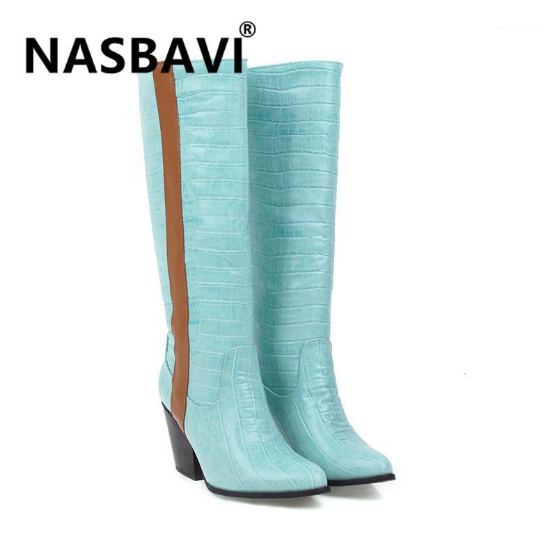 

Sale women Knee-high boots plus size 34-43 long boots women winter shoes Stone pattern Simple fashion1, Black