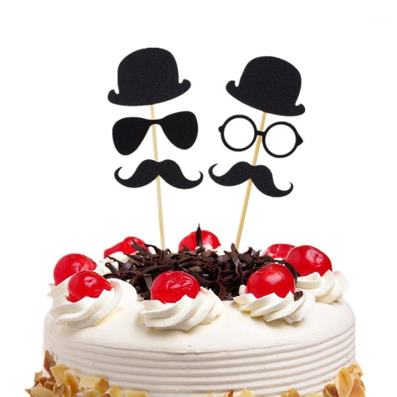 

Little Man Cake Toppers Happy Birthday Gentleman Hat Glasses Mustche Happy Father's Day Baby Shower Cake Flag Party Decor1