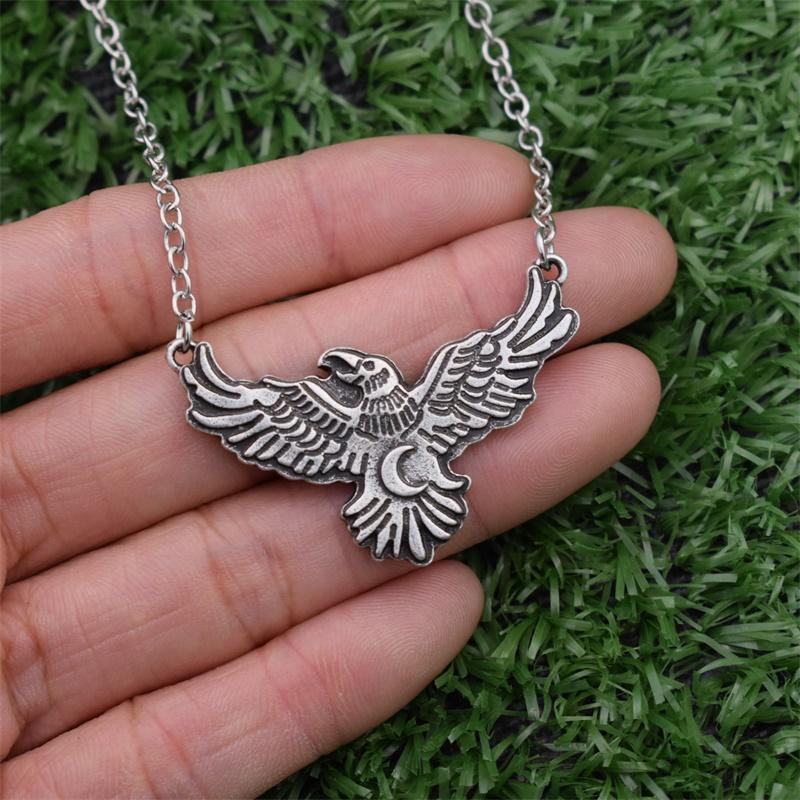

HipHop Punk Animal Flying Eagle Pendant Necklace Moon Witch Jewelry