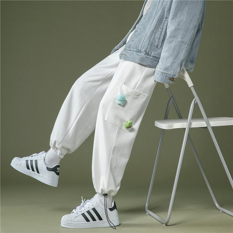 

Streetwear Sweatpants Men' Autumn Winter Thicken Cartoon Trendy Fashion Casual Pants Pantalones De Hombre Men Clothing BC50XXK, White conventional