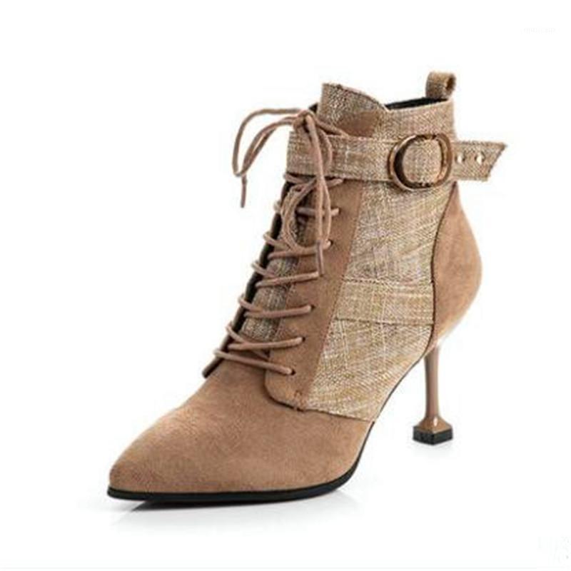 

Small boots women 2020 new autumn shoes women's shoes high-heeled women's fine with pointed toe with women1, Black