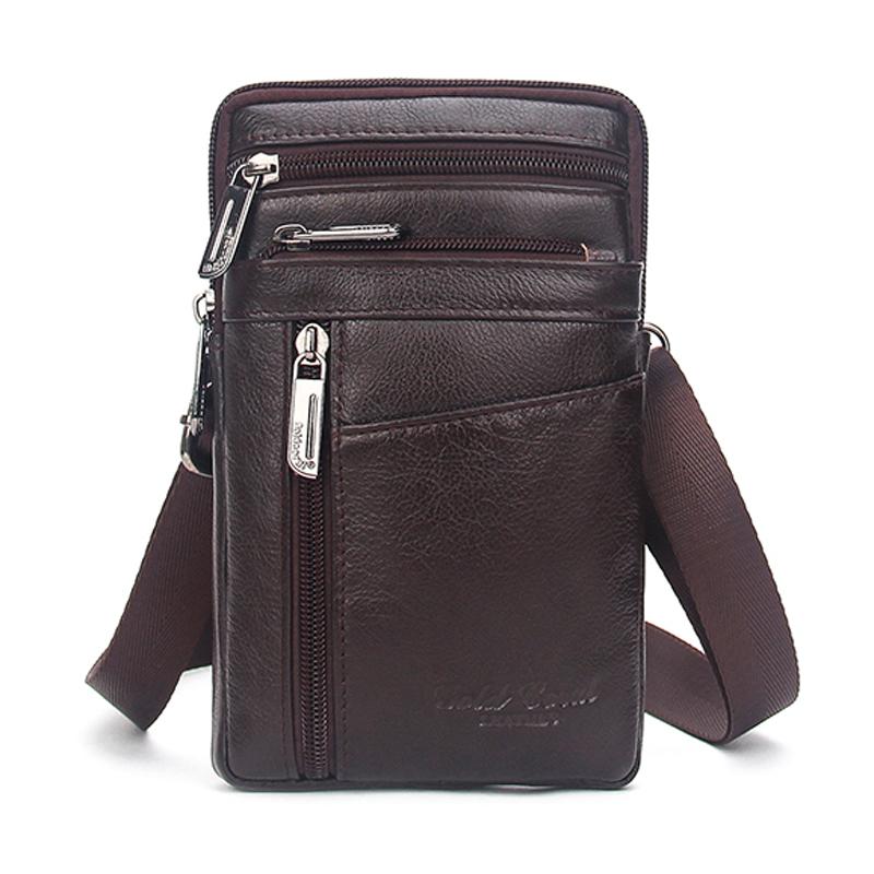 

GOLD CROAL Genuine Leather Small Belt Waist Bags For Men 6 inch phone Bag Card Holder Pouch Purse Pocket Cigarette Key Case, Black