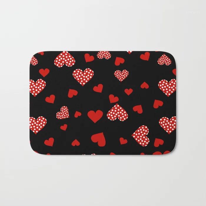 

HOT Bathroom Rugs Valentines Hearts Bath Mat Flannel Absorbent Non Slip Doormat Entrance Door Bath Room Mats1