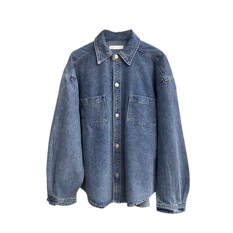 

2021 New Fashion Autumn Turn Down Collar Boyfriend Style Women Denim Jacket Coat Chaqueta Mujer 6rgu, Blue