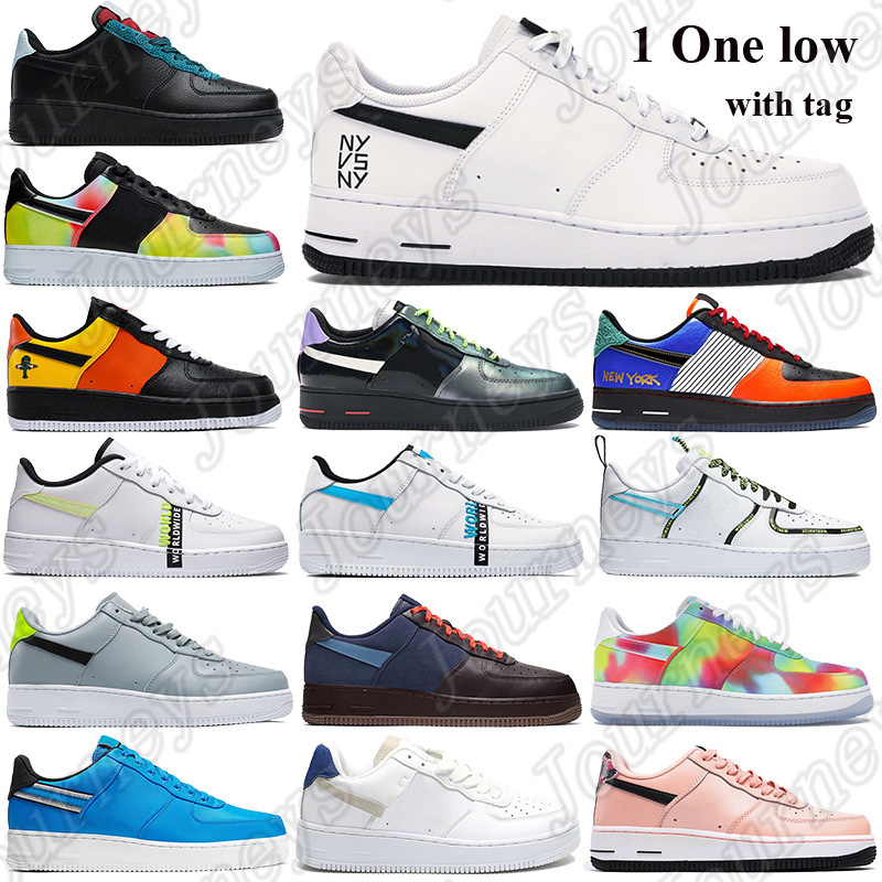 

New 1 One 07 Men Women Basketball Shoes NY VS NY worldwide blue barely volt raygun Sneakers tie-dye black obsidian mist Trainers Tag, 28.korea