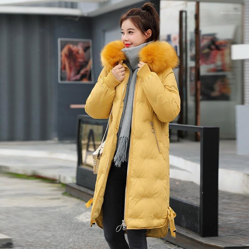 

plus size winter coat women Outerwear Long Cotton-padded Jackets Pocket Faux Fur Hooded Coats manteau femme capuche fourrure#y31, Red
