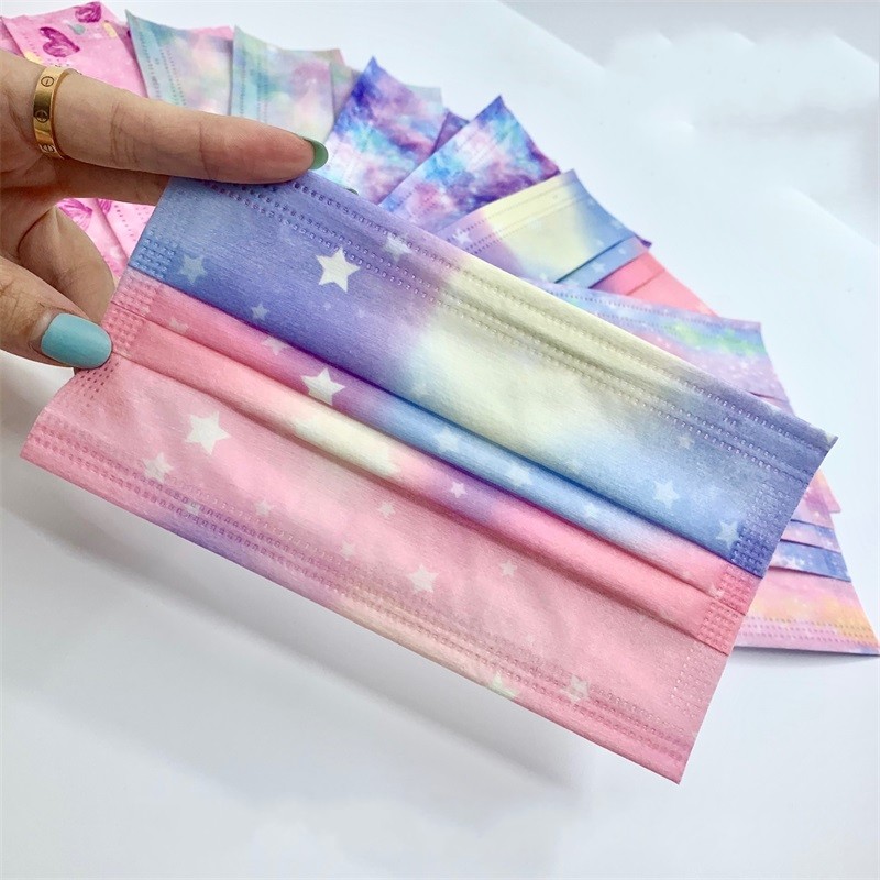 

Disposable Face Masks 3 Layers 95% Melt Blown Cloth Dust Air Anti Pollution Fashion Print Starry Sky Mask Adult Kids Mouth masks 134 G2