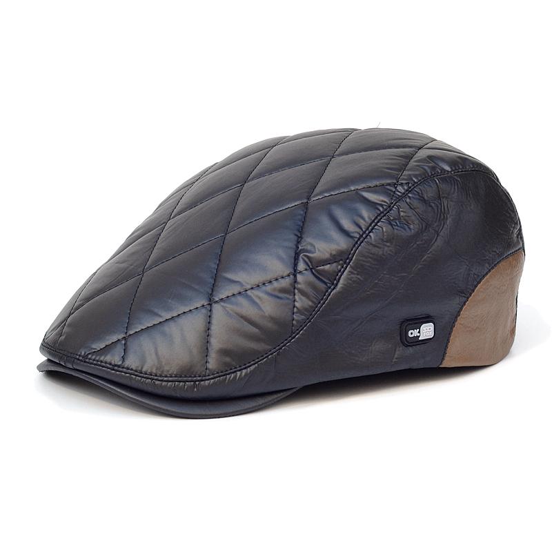 

Men's Flat Cap Warm Thick Winter Imitation Silk Cotton Beret Gatsby Newsboy Lvy Irish Hats Driving Cabbie Hunting Cap, Black