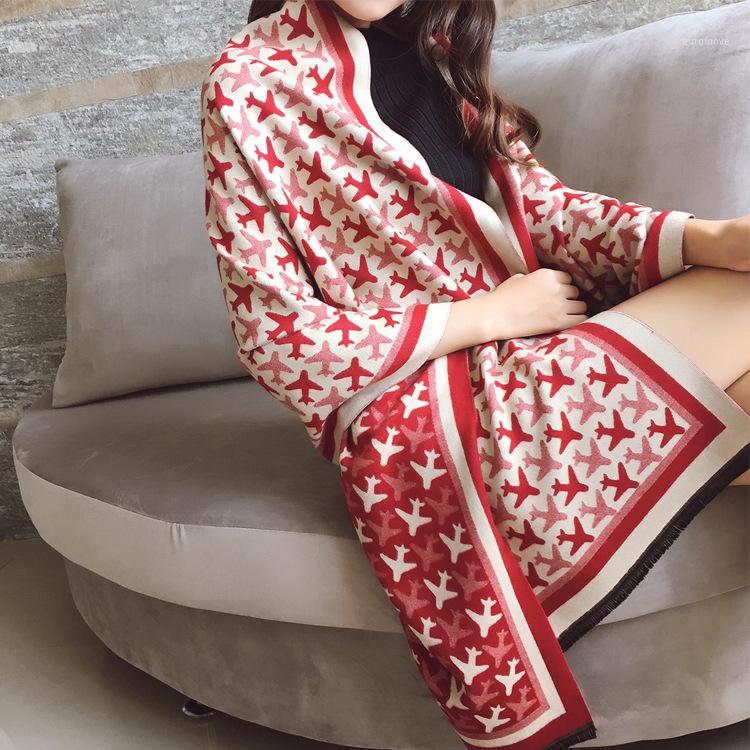 

Wholesale- Size 190*65cm, 2016 new Autumn/Winter Long section Thicken airplane pattern cashmere scarf women Warm shawls and scarves skyour1