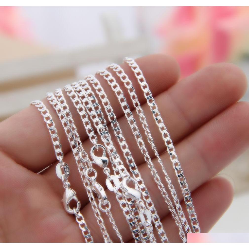 

Wholelsale 10Pcs/Lot 925 Sterling Silver Curb Chains 2Mm Women Lady Necklace Chains Jewelry 16-30" Bulk Xbd87