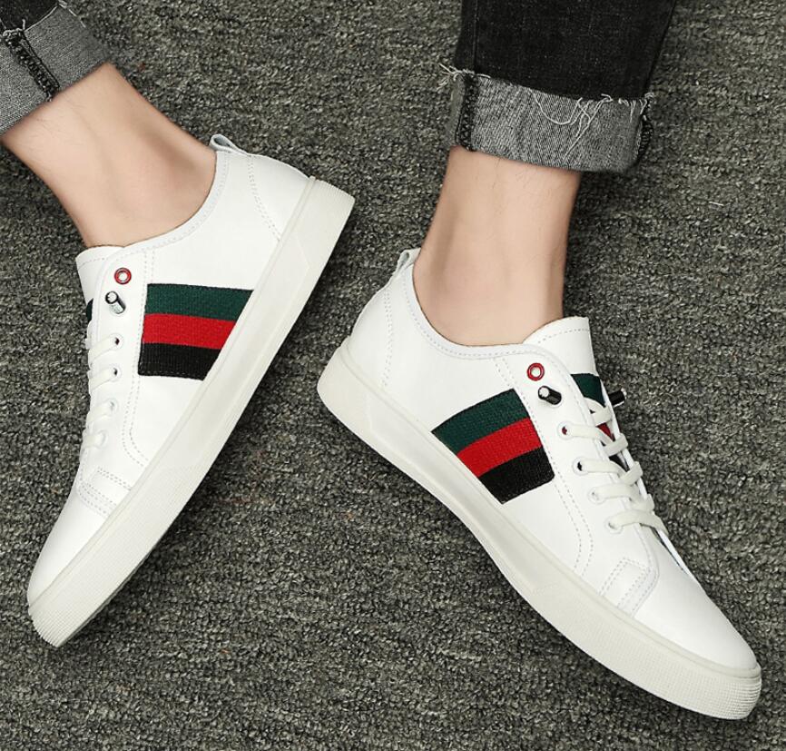 

European and American high street trend men's shoes casual shoes low-cut leather sports shoes, Black