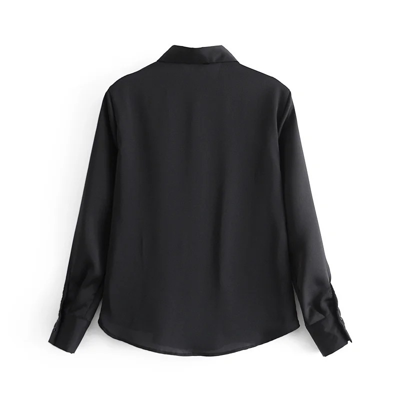 

2021 New Shirts and Blouses Long Sleeve Spring Ladies Black Simple Tops for Women Kgll