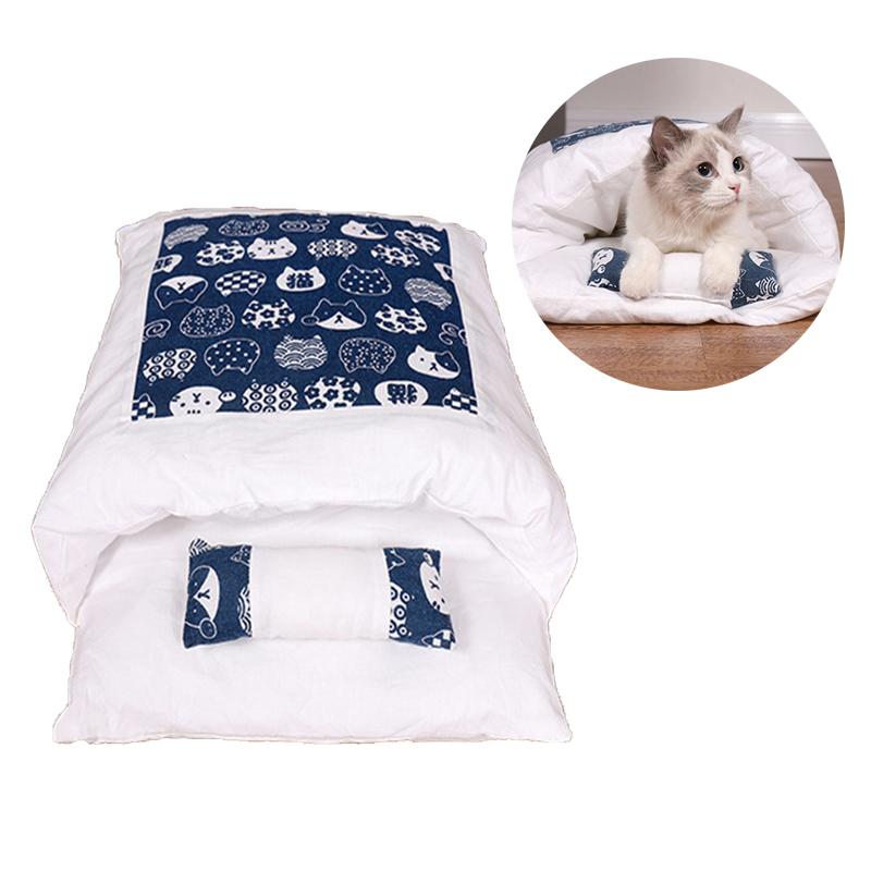 

Washable Cat Bed Blanket Sleeping Bag Nest Japanese Style Animals Sleeping Sofa Bag Pet Small Dogs Blanket Winter Protection