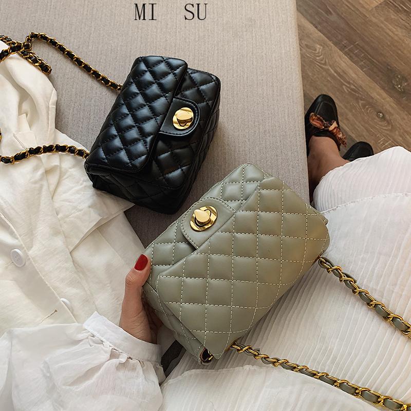 

2021 Fashion Luxury Women Shoulder Square Bag Lady Casual Messenger Handbag Female Green Rhomb Leather Prom Flap Crossbody Bags, Black