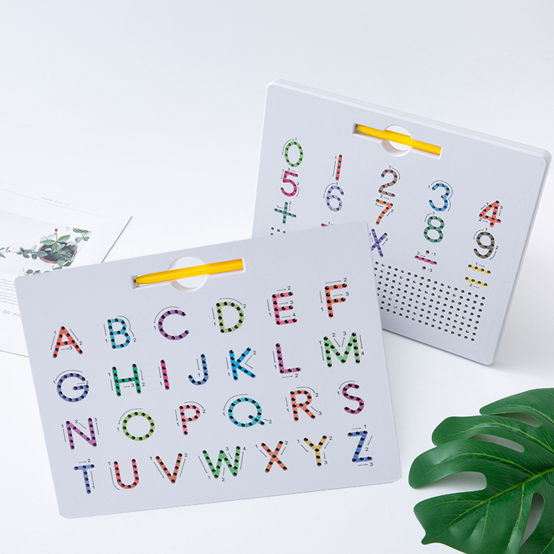 

2 In 1 Magnetic Drawing Board Kids Toy Double Sided Alphabet Letter Number Tracing Board Educational Learning ABC Preschool Gift LJ200907