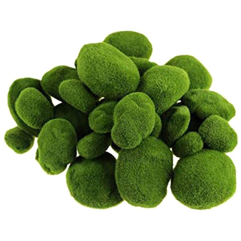 

40 Pieces Artificial Moss Rocks Decorative Faux Green Moss Covered Stones
