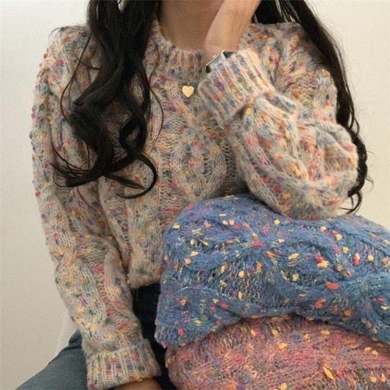 

Korean Sweater Loose Streetwear Female Nightgown Autumn 2021 Laos, Apricot.