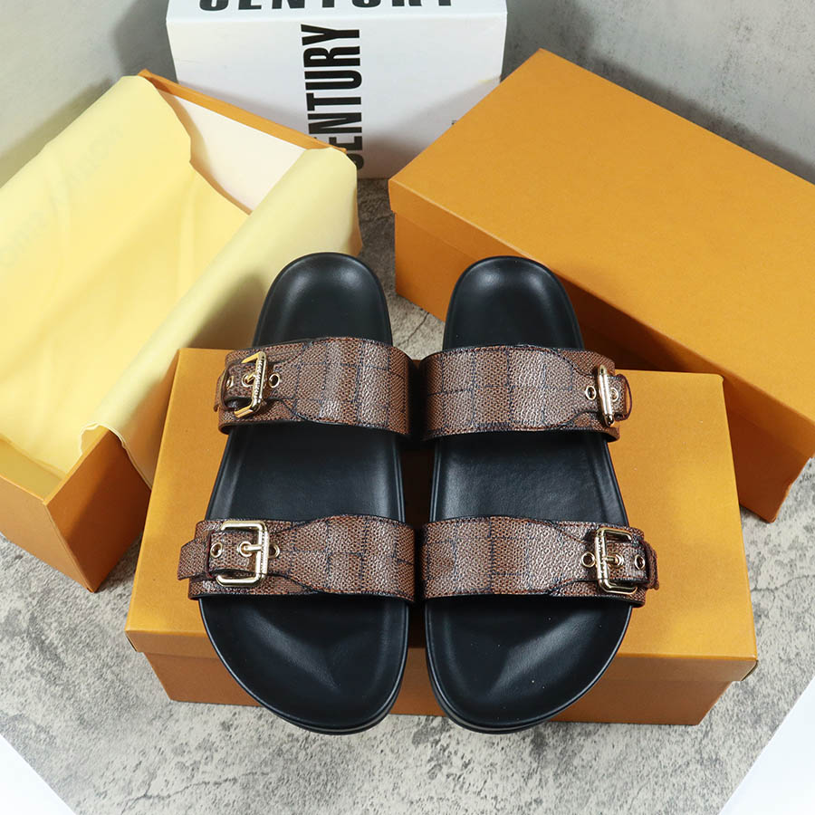 

High Quality Designer Slippers slides sandals Summer Flats Sexy real leather platform Shoes Ladies Beach shoe 35-42 designer, This is the box