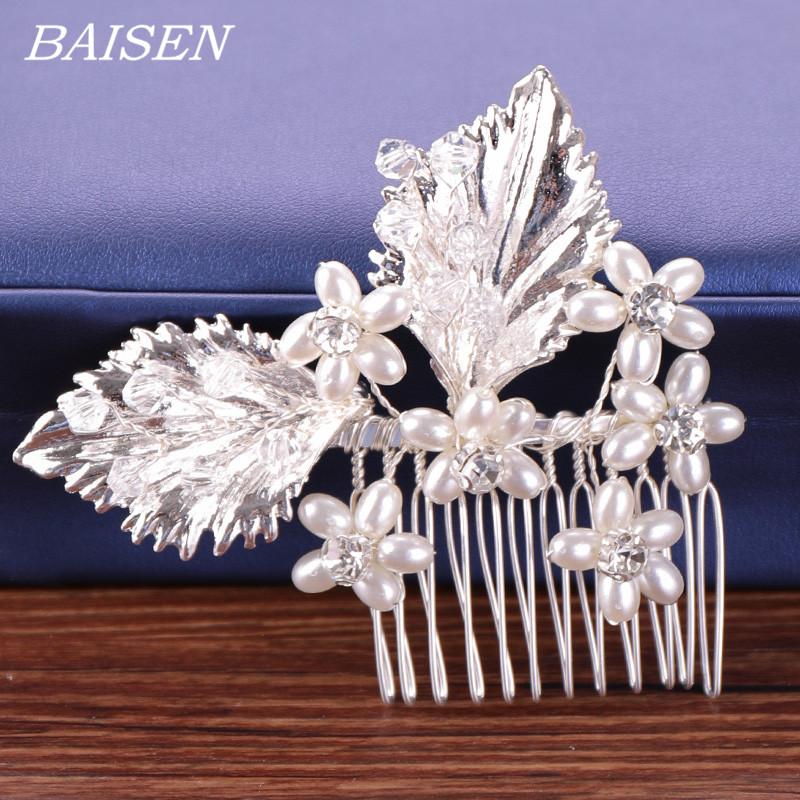 

Hair Clips & Barrettes Rhinestone Pearl Comb Bride Headpiece Silver Color Small Wedding Jewelry Girl Women Accessories
