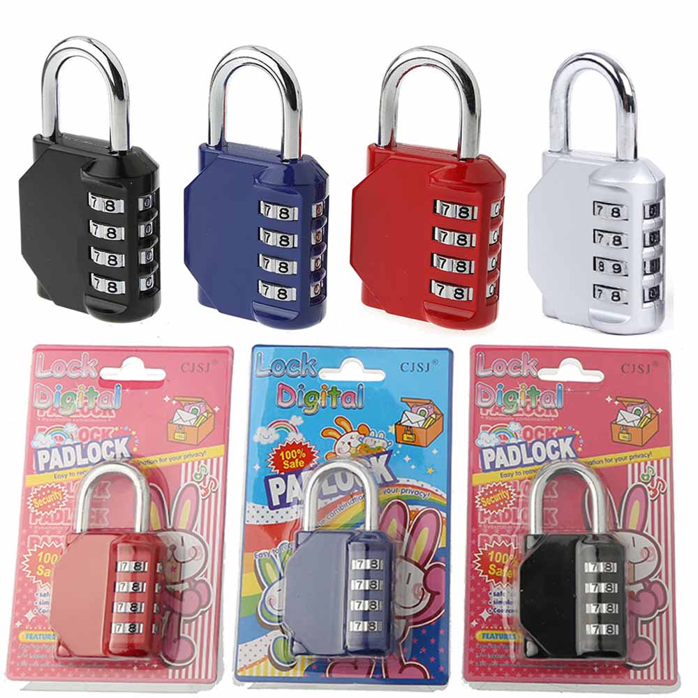 Combination Lock 4 Digit Long Padlocks Resettable Combo Locks Waterproof Gate lockstitch for Locker key Gym Cases Toolbox School,bell pulls,latch-image-610324531