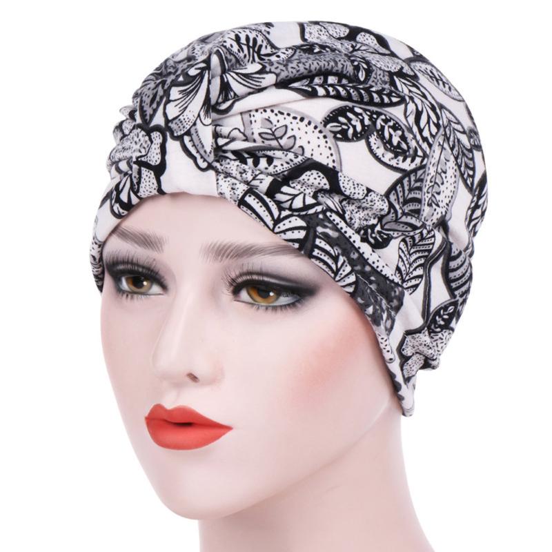 

Women India Hat Muslim Cancer Scarf Turban Head Wrap Cap Summer Printing Chemo Hat Beanie Islam Stretch Turban Head 4.11, Beige