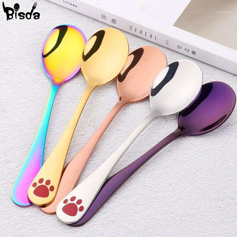 

Children Dinner-spoons Stainless Steel Spoon Reusable Grade Dessert Scoop Gold Small Spoons Kids Eating Dinnerware Tools1