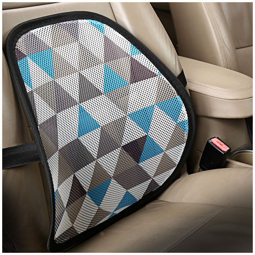 Car Seat Cushion Waist Protection Back Massage Lumbar Printed Breathable Mesh Support Cushion Pad Car Interior Accessories-image-747801540