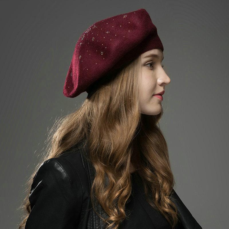 

Berets Women Girl Beret French Artist Warm Wool Winter Beanie Hat Cap Vintage Plain Hats Solid Color Elegant Lady Caps, Dark grey