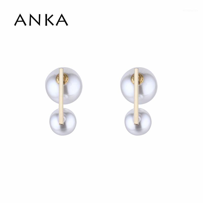

ANKA Simple Double Pearl Stud Earrings For Woman Summer Jewelry Gift #1423181