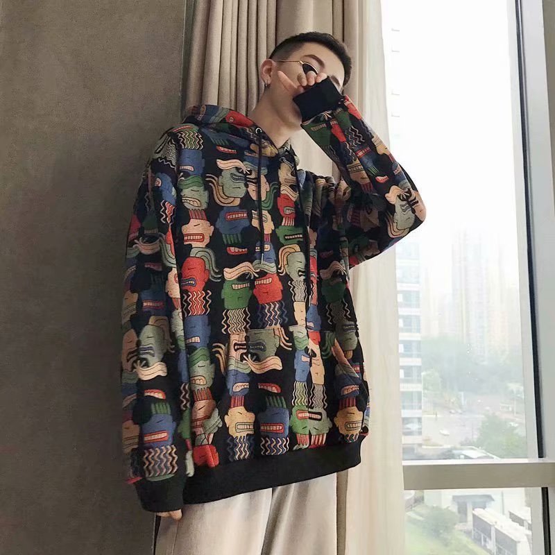 

2021 Style Hong Kong Autumn and Les Beautiful t Brushed with Hood Male Trend Doll Loose in Upper Winter Clothing 53b5, Red