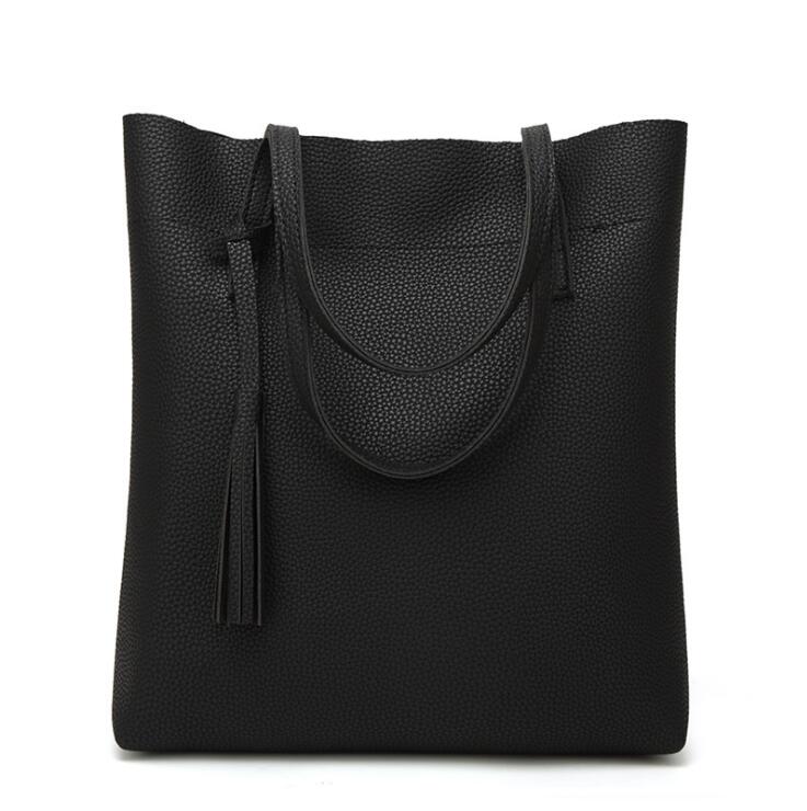 

HBP Factory direct sales 2021 women's bag litchi pattern European and American fashion simple tote shoulder portable lady, Black