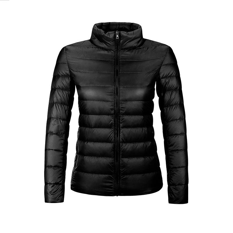 

2021 Jacket Women Winter Fashion Warm Thick Solid Short Style Cotton padded Parkas Coat Stand Collar  3XL, Black